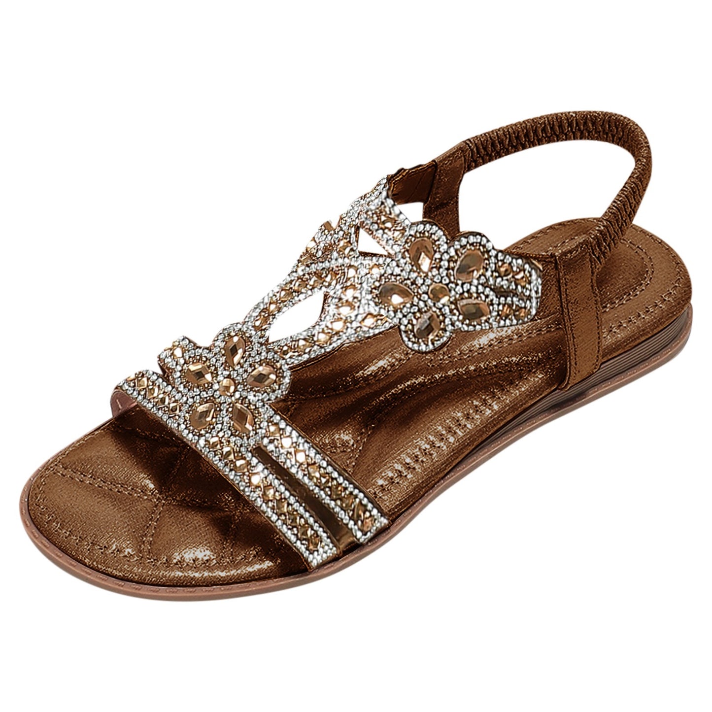 Woman Sandals Rhinestone Open Toe Fashion Female Shoes Solid Color Summer Open Toe Beach Sandalias Non-Slip Chaussure Femme