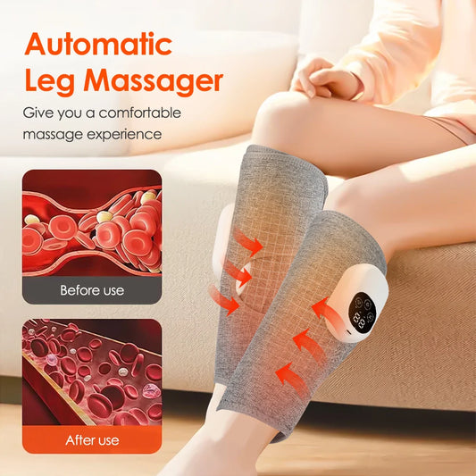 Electric Air Pressure Calf Massager Wireless Airbag Kneading Heating Foot Calf Muscle Massage Relaxation Blood Circulation