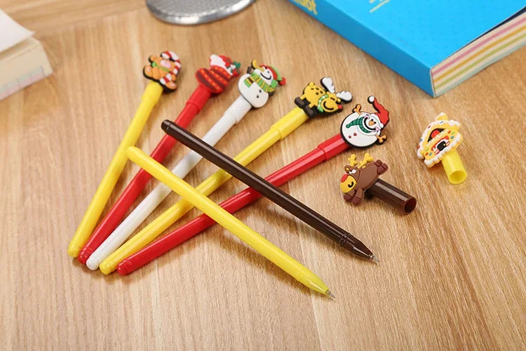 30Pcs/Lot Kawaii Christmas Gel Pen 0.5mm Black Ink Cute Christmas Tree Elk Santa Snowmen Neutral Pen School Stationary Kids Gift