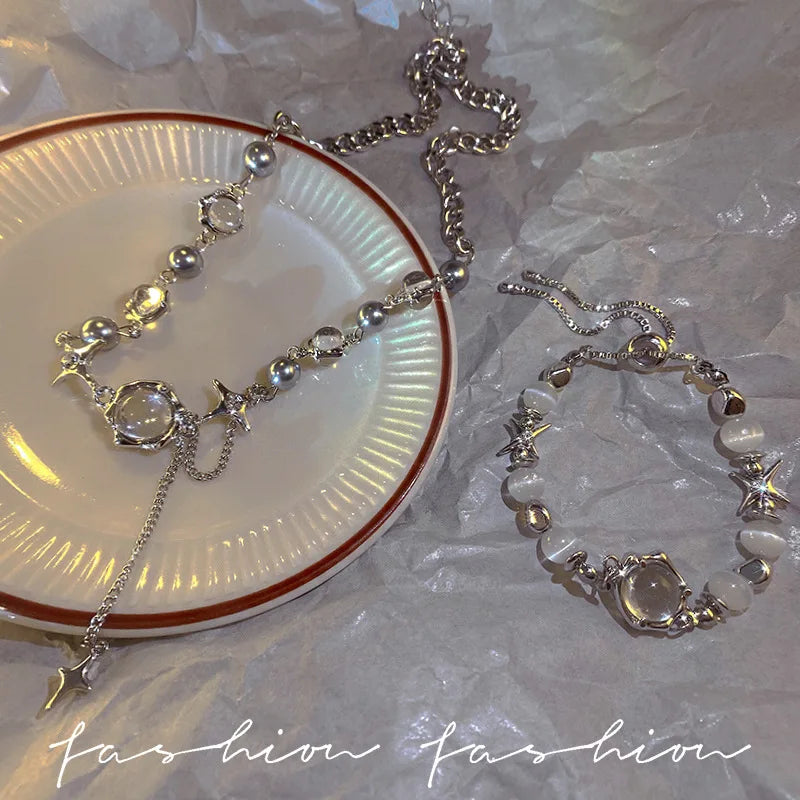 Gold Color Bracelet Set of Four Stainless Steel Sequins Rhinestone Bracelet Combination for Women Chain Bracelet Jewelry Gifts