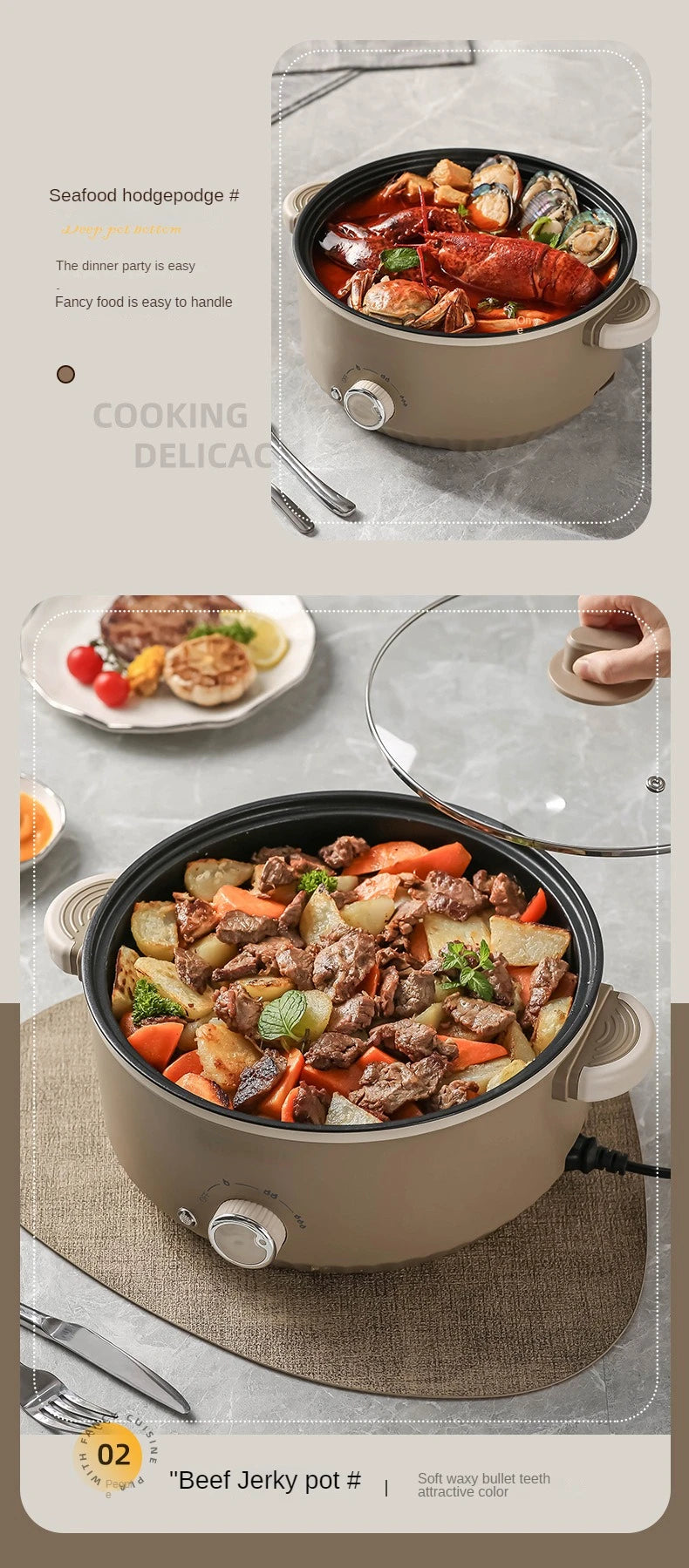 3L/4.6L Electric Food Cooking Pot Non-stick Multi Cooker Household Electric Hot Pot Frying Pot Home Rice Cooker 220V
