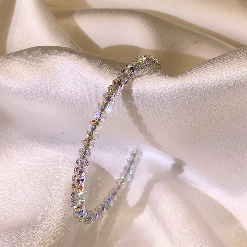 Gold Color Bracelet Set of Four Stainless Steel Sequins Rhinestone Bracelet Combination for Women Chain Bracelet Jewelry Gifts