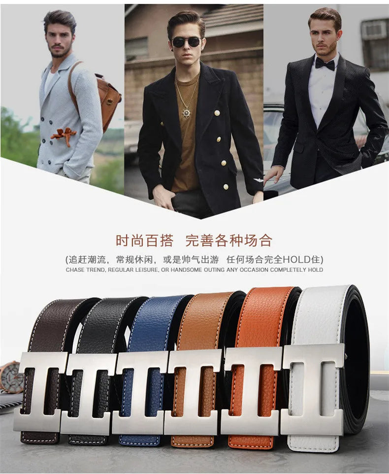 Width 3.8cm Famous Brand Belt Men Top Quality Genuine Luxury Leather Belts for Men Strap Metal Belt Fashion Women's Belt jeans