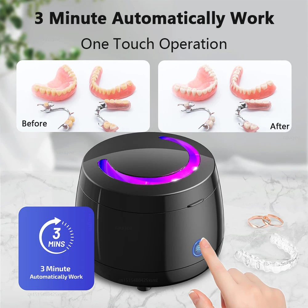 Ultrasonic Retainer Cleaner 43kHz Professional UV Cleaner for Dentures Mouth Guard Aligner Jewelry Ultrasound Washing Machine