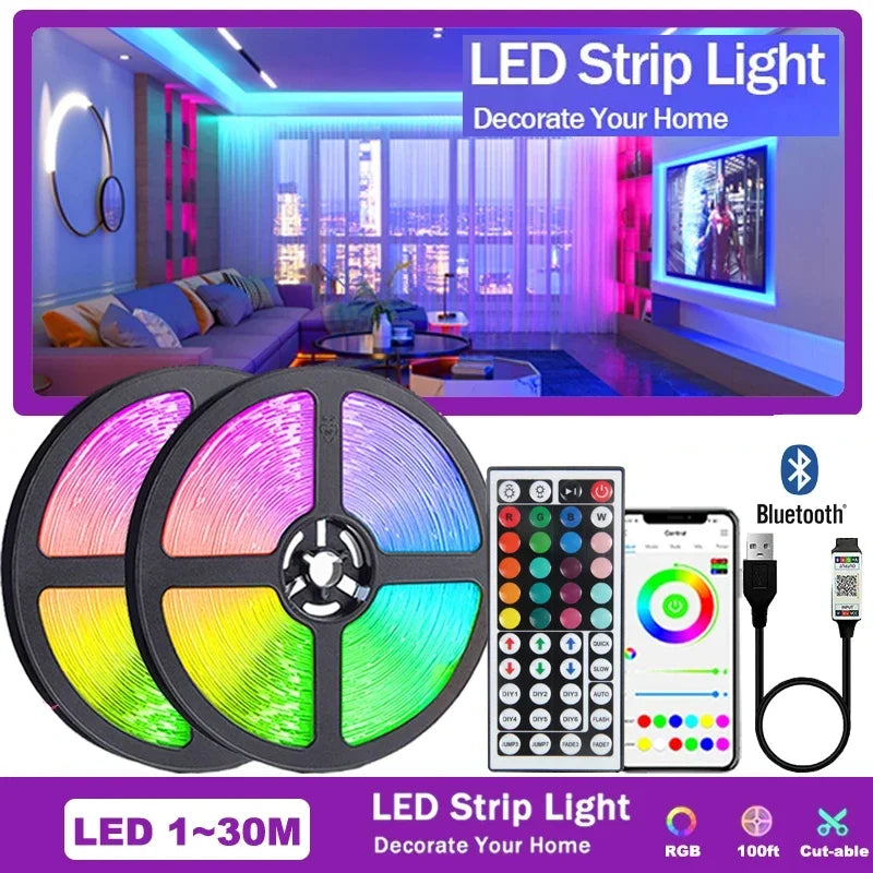 USB 5V Strip Led Lights Tape RGB 5050 Led Wall Room APP Remote Control Flexible LED Tape Diode Lights for Room Home Decoration