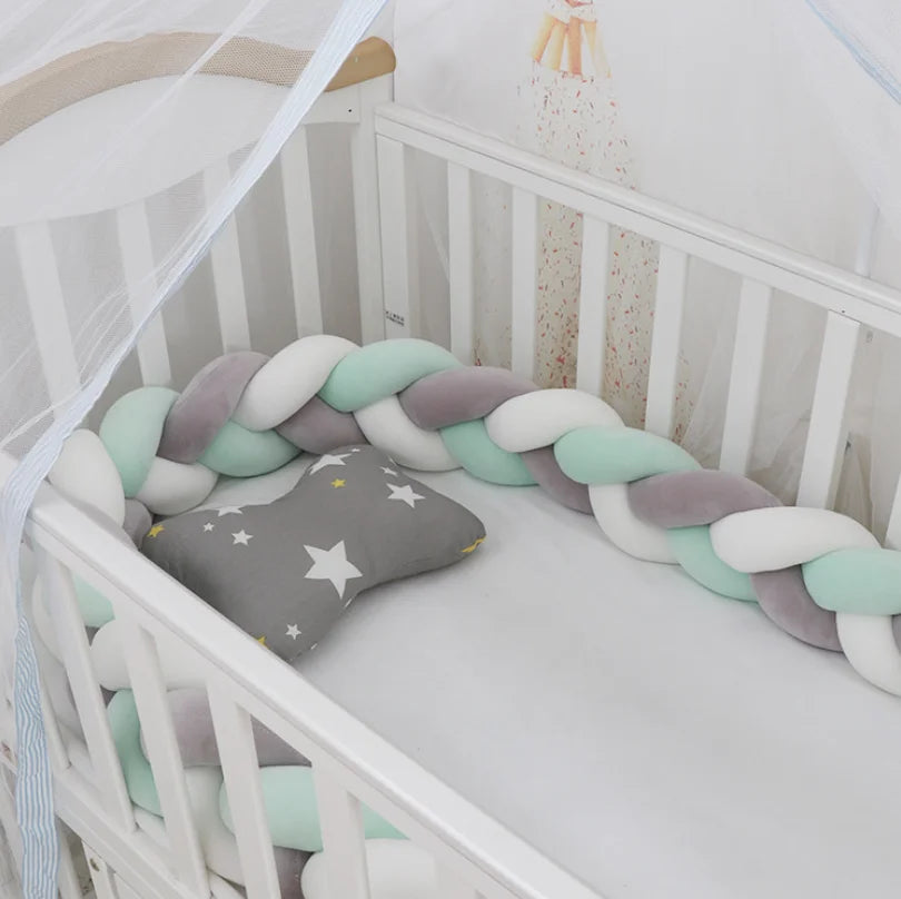 1M/2M3M/4M Baby Safety Bed Bumper Crib Anticollision Bumper for Newborn Knot Braid Pillow Cushion Cot Protector Crib Bedding Set