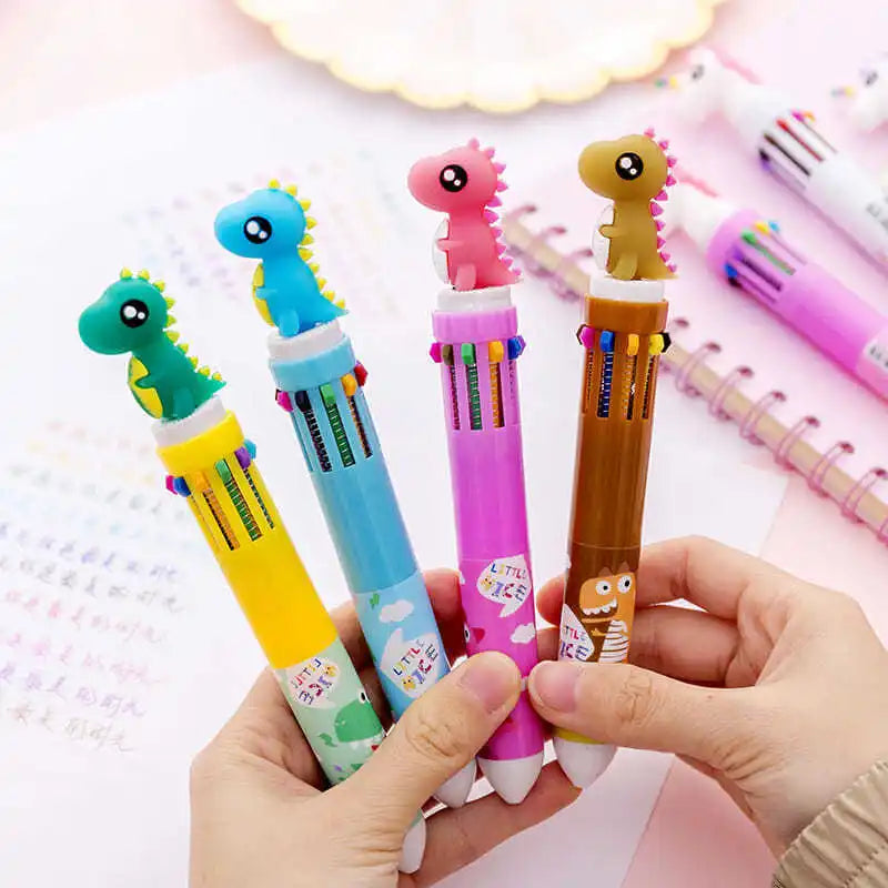 10 Colors Cute Cartoon Ballpoint Pen Dinosaur Kawaii Multicolor Gel Pen For Writing School Supplies Stationery Office Accessoris