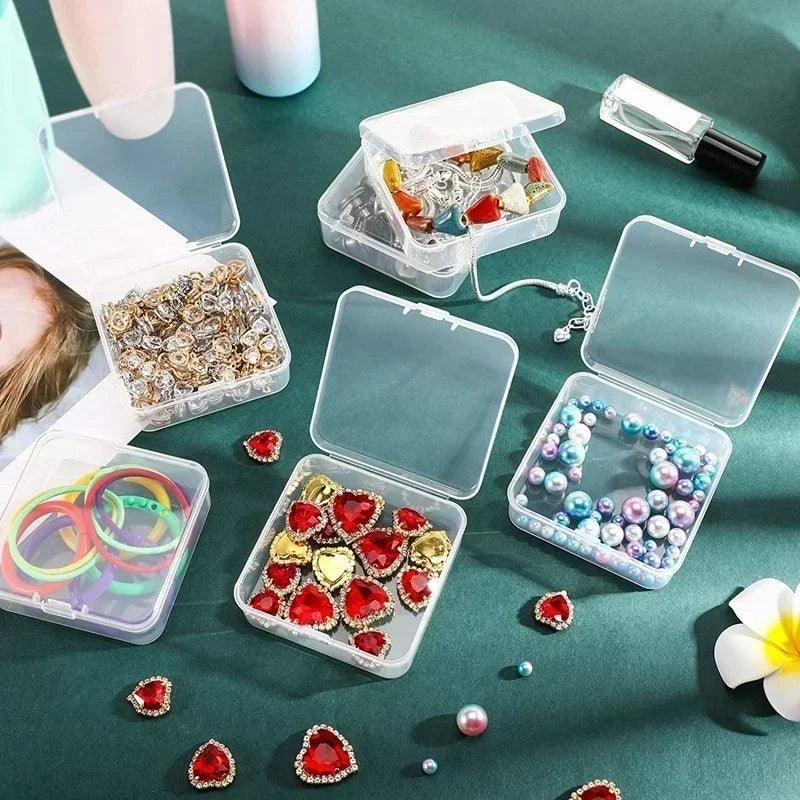 6/60PCS Mini Plastic Box Transparent Square Storage Container Case Portable Packaging Display Box Packaging for Jewelry Beads