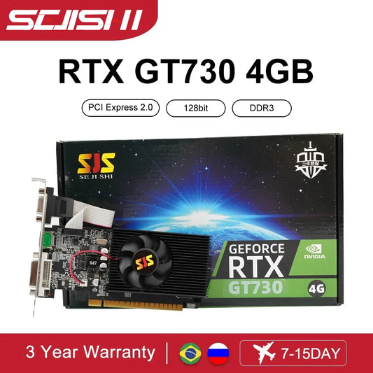 SEJISHI Video Card GeForce GT730 Display Vga Cards 2GB 4GB DDR3 128Bit Computer Graphics Card NVIDIA Game PC GT 730 HDMI DVI