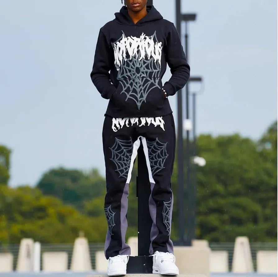 Y2k Men Spider Print Hoodies Women Hip Hop Long Sleeve Jacket Coats Top Autumn Winter Harajuku Casual Loose Hooded Sweatshirt