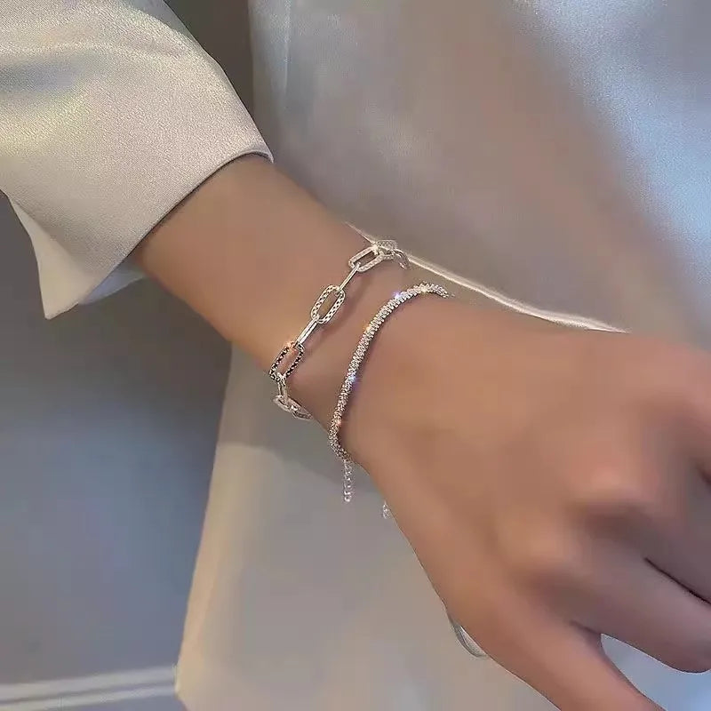 Stainless Steel Fashion Simple Shiny Chain Bracelet for Women Minimalist Adjustable Charm Bracelet Wedding Party Jewelry Gifts
