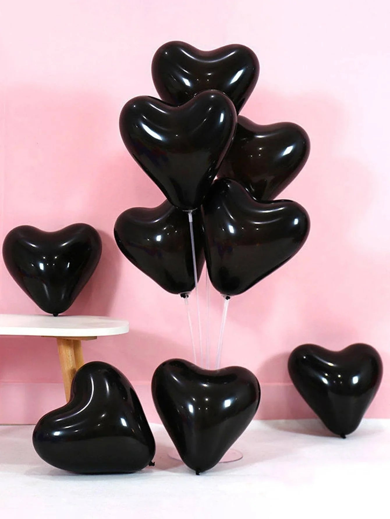 20Pcs Heart Shaped Balloons Red Pink Black Latex Balloon for DIY Valentine's Day Engagement Wedding Party Anniversary Decoration