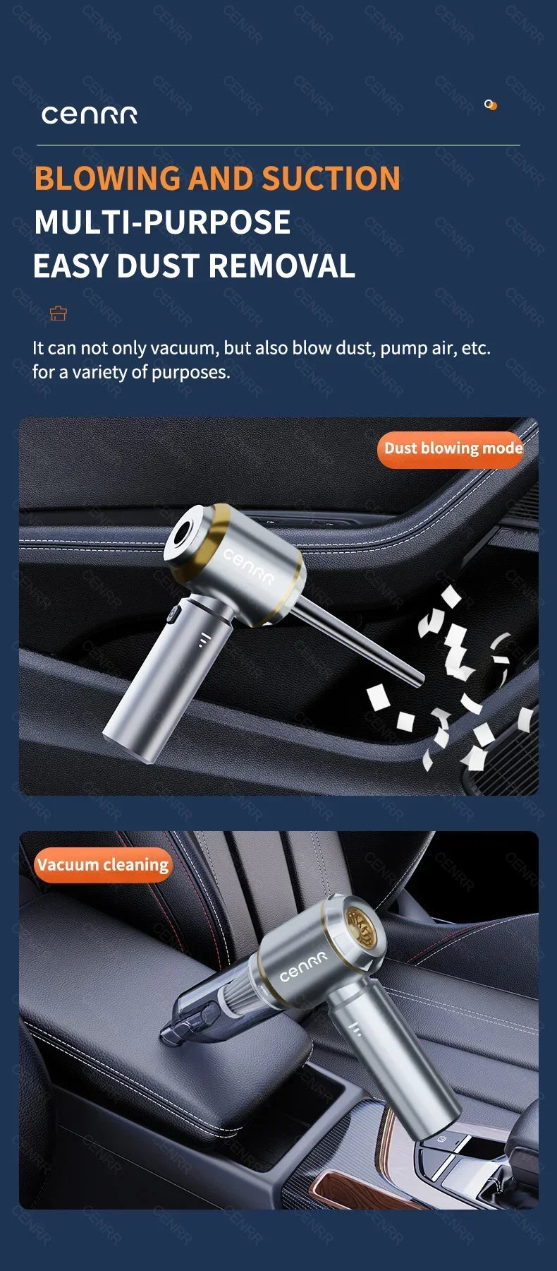 CENRR 360000PA Car Vacuum Cleaner Home Appliance Wireless Cleaner Portable HandHeld Powerful Vacuum Cleaner Cleaning Machine
