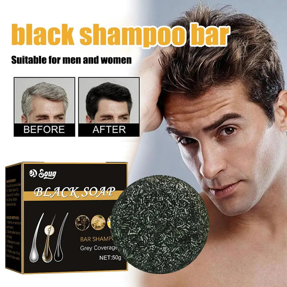 3PCS Hair Shampoo Soap Polygonum Multiflorum Shampoo Soaps Cover Gray Hair Shampoo Soap To Dye Canas Black Shampoo Bar Soap