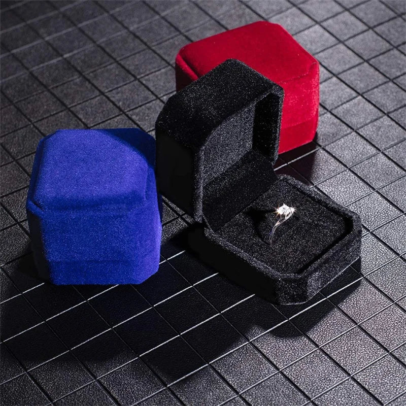 Velvet Ring Earring Box Case for Wedding Engagement Small Jewelry Packaging Holder Storage Display Organizer Businesses Sale