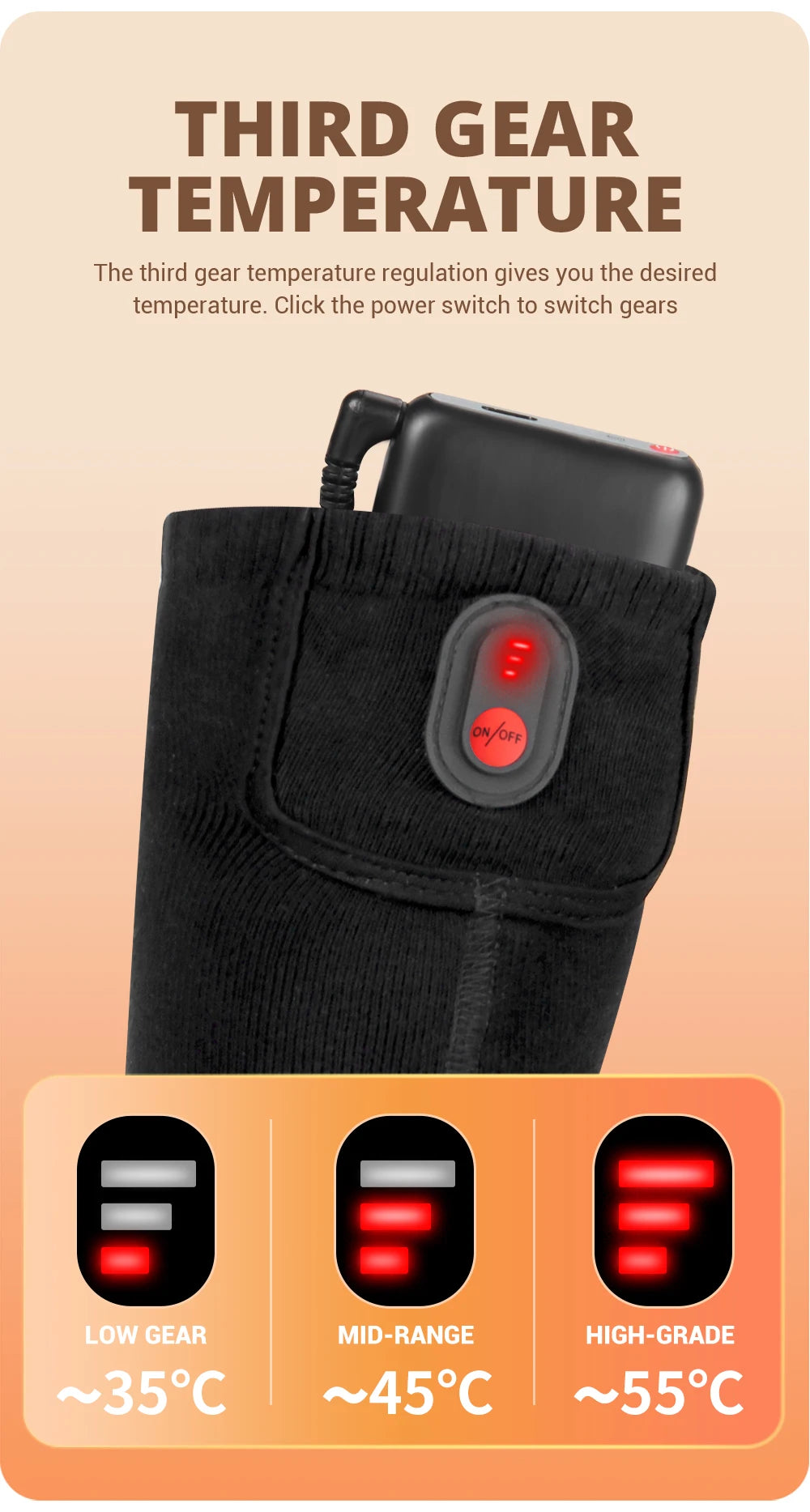 65℃ Heated Socks Winter Warmth 4000mAh USB Rechargeable Heating Socks Outdoor Ski Heated Boots Snowmobile Skiing Sock