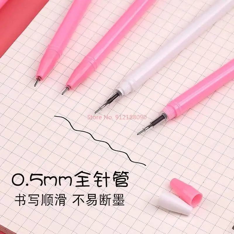 Wholesale 10/50/100pcs Kawaii Cartoon Gel Ink Pens Writing Pens 0.5mm Black Stationery For Office School Student Children Gift