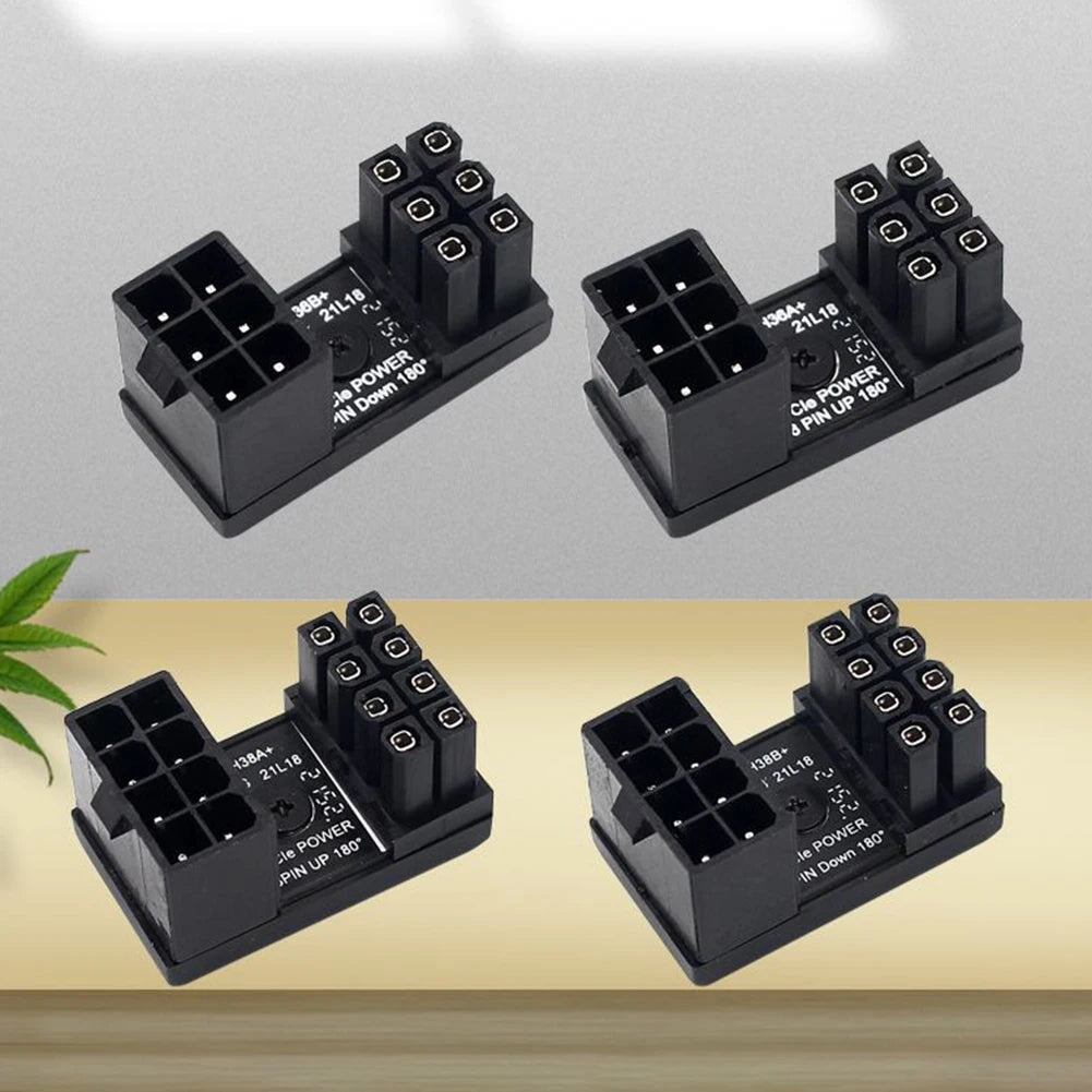 ATX 8Pin Female 180 Degrees Connector 6Pin 8Pin Adapter 8 Pin Video Card GPU Power Connector PC Computer Chassis Accessories