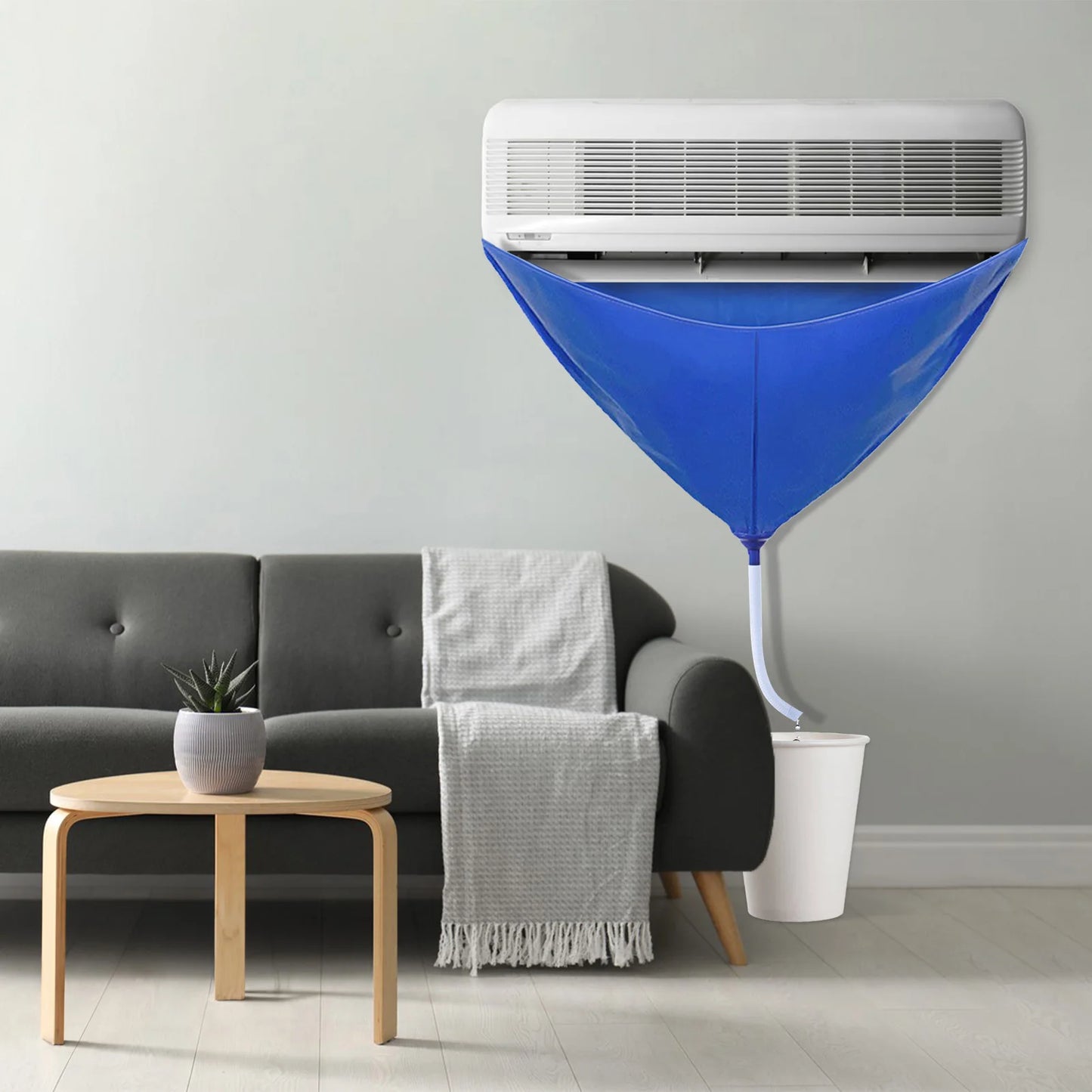Air Conditioner Cleaning Cover Reusable Funnel Shape Split AC Cleaning Bag With Water Pipe Wall Mounted Service Bag For AC Units