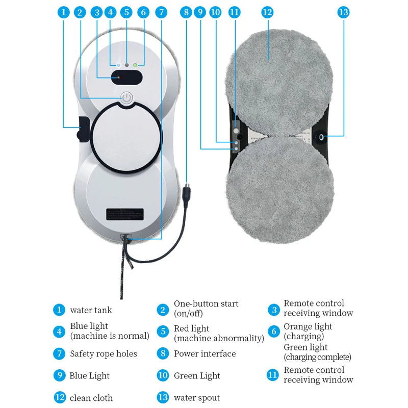 Window cleaning robot 5600PA large suction electric spray window cleaning robot fall prevention remote cleaner