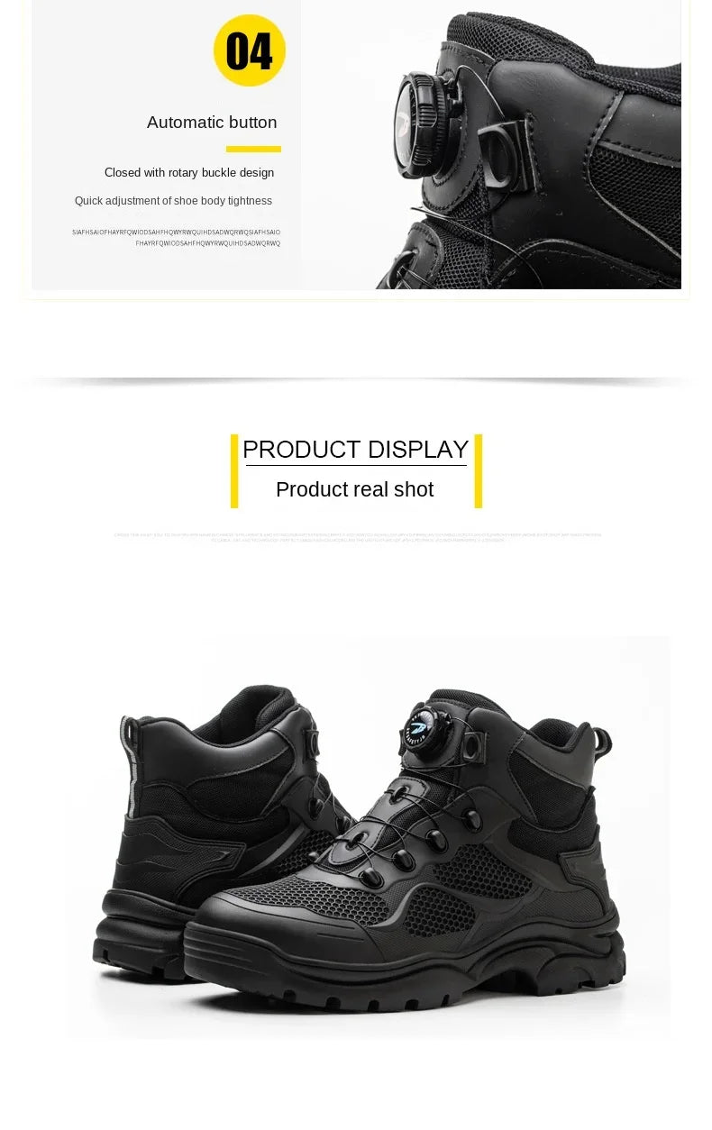 Rotary Buckle New Safety Boots Men Work Shoes Are Indestructible Steel Toe Protection Anti Impact Anti Puncture Safety Shoes Men