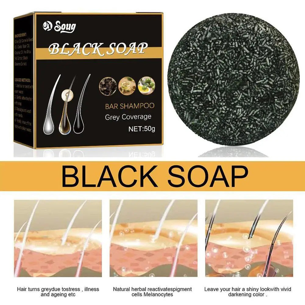 5PCS Hair Shampoo Soap Black Polygonum Multiflorum Shampoo Soaps Cover Gray Hair Shampoo Soap To Dye Canas Shampoo Bar Soap