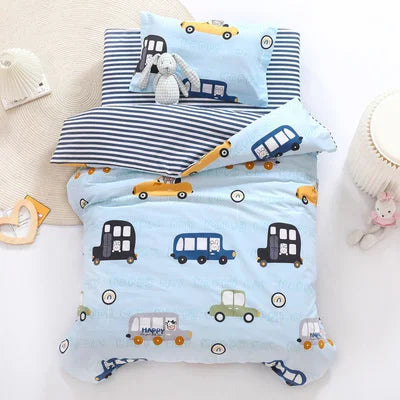 3 pcs set cotton baby Bedding set bed sheet duvet cover pillowcase Words bear pink white eyes boy and girl cute beding