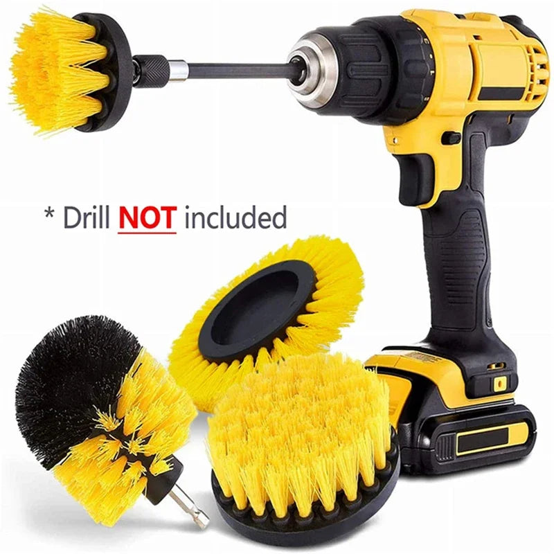 3/5Pcs Electric Drill-Brush Kit Power Scrubber Brush For Carpet Bathroom Surface Tub Furniture Shower Tile Tires Cleaning Tool