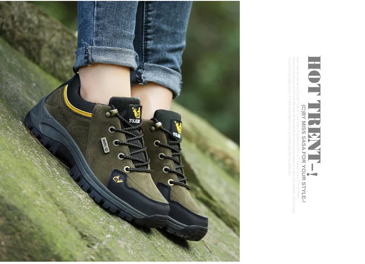 High Quality Outdoor Walking Sneakers Rubber Sole Suede Leather Men Hiking Shoes Durable Leather Climbing Shoes Zapatillas 36-47