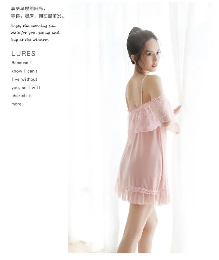 Sexy Women Nightwear Slip Dress Lace Women's Nightie Woman Night Very Sexuality Pyjama Special Zone Open Fancy Nightgown Slips