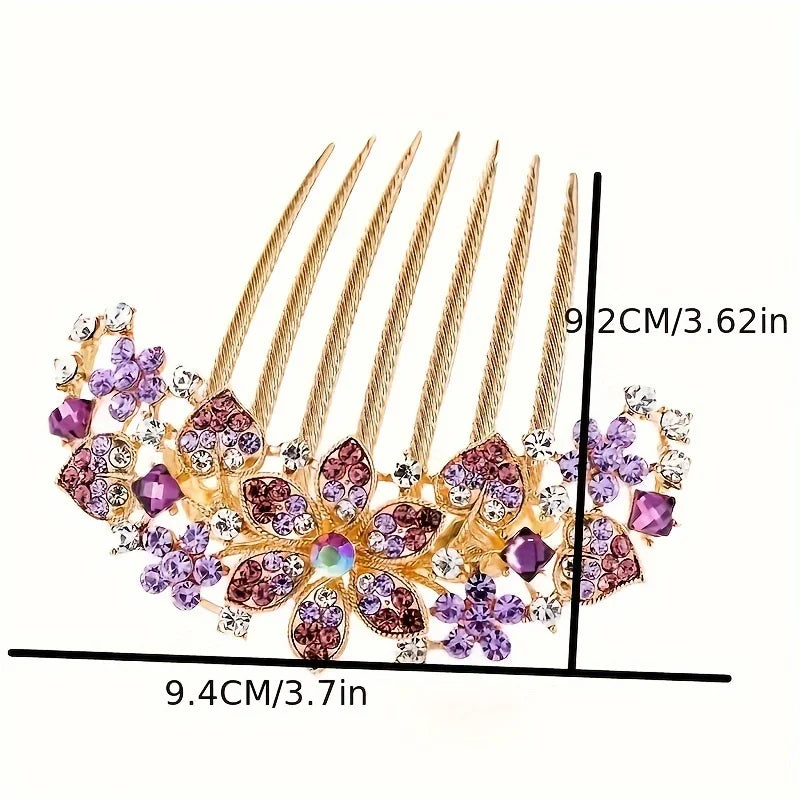 1PC Elegant Rhinestone Hair Comb Flower Shaped Headwear Women Hair Jewelry Accessories