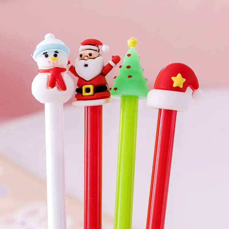 30Pcs/Lot Kawaii Christmas Gel Pen 0.5mm Black Ink Cute Christmas Tree Elk Santa Snowmen Neutral Pen School Stationary Kids Gift