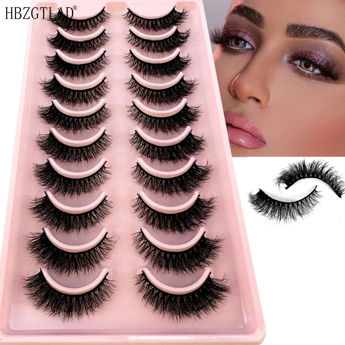 10Pairs 3D Mink Lashes Natural Wispy Mink Eyelashes 5DFluffy Cat Eye False Eyelashes Extension Makeup Eyelashes Beauty Fake Lash