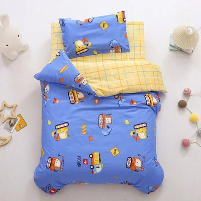 3 pcs set cotton baby Bedding set bed sheet duvet cover pillowcase Words bear pink white eyes boy and girl cute beding