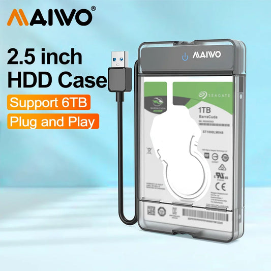 MAIWO Type C USB3.0 External Hard Drive Enclosure for 2.5 Inch 5Gbps SATA HDD and SSD  Hard Disk Case Tool-Free Support UASP