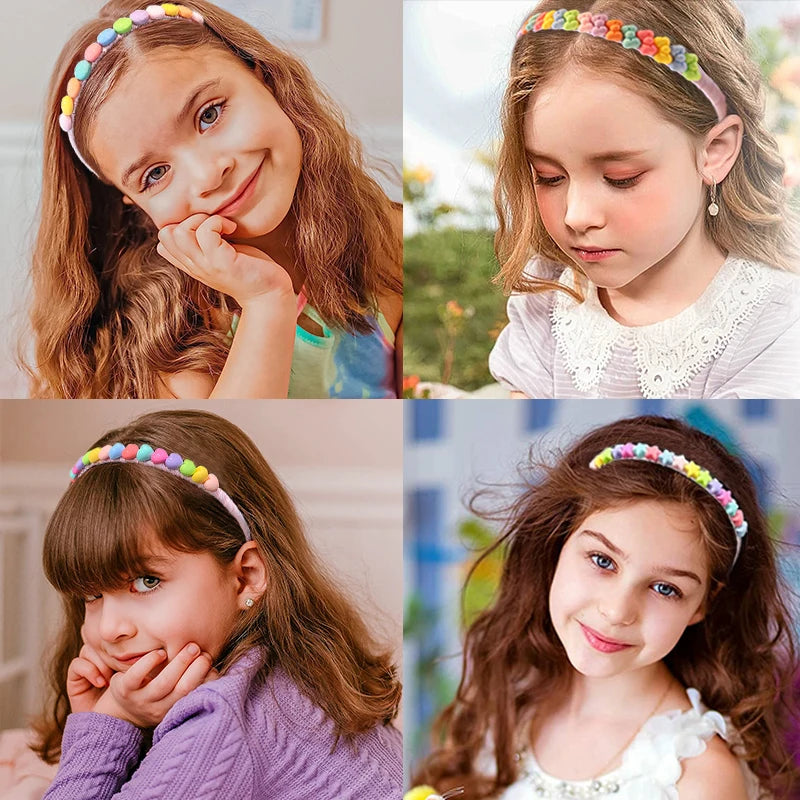 2023 New Girls Lovely Sweet Heart Star Colors Flower Hairbands Headwears Children Cute Hair Hoop Headbands Kids Hair Accessories