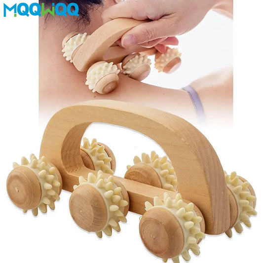 Manual Wooden Back Massage Roller Wood Massager Handheld Roller for Neck Leg Back Deep Tissue Muscle Massage Relax Body Shaping