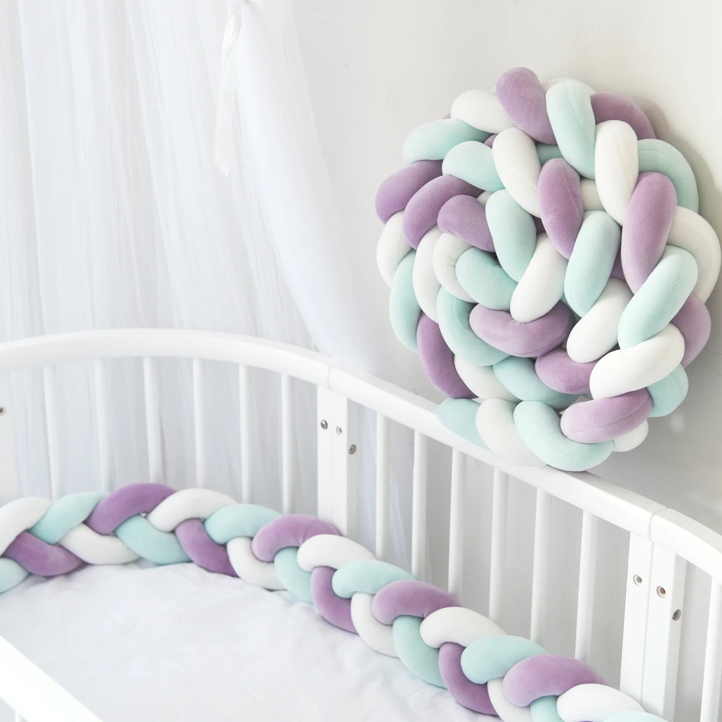 1M/2M3M/4M Baby Safety Bed Bumper Crib Anticollision Bumper for Newborn Knot Braid Pillow Cushion Cot Protector Crib Bedding Set