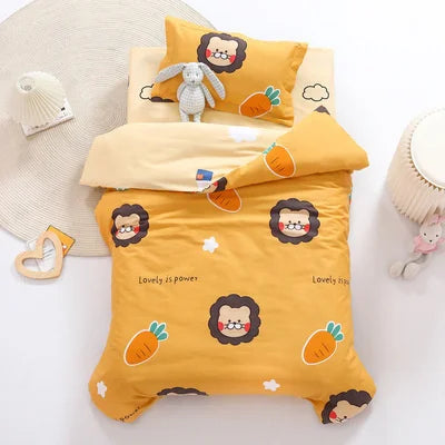 3 pcs set cotton baby Bedding set bed sheet duvet cover pillowcase Words bear pink white eyes boy and girl cute beding