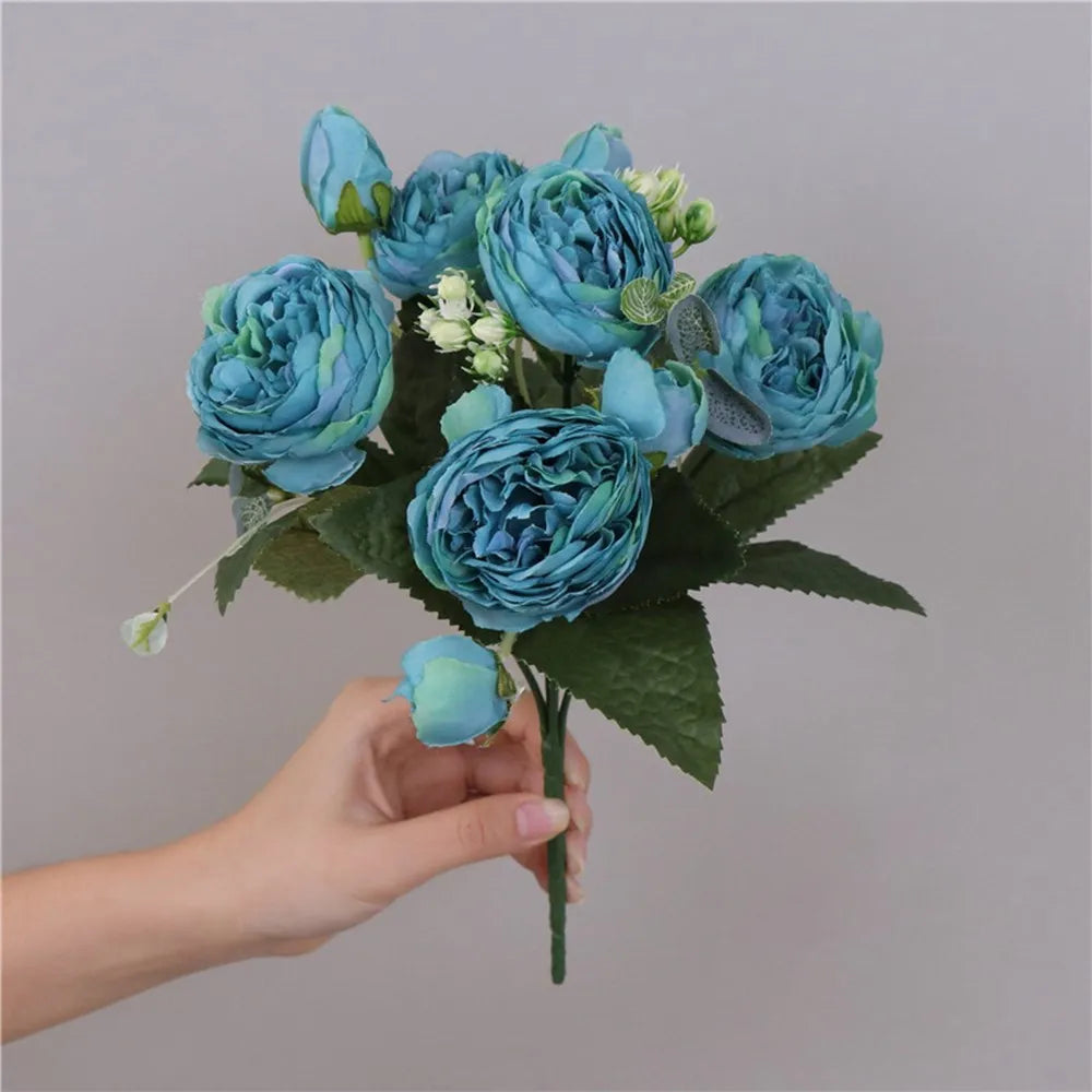 30CM Fake Roses Silk Peony Artificial Flowers Cheap New Year's Christmas Decorations Vase for Home Wedding Bridal Bouquet Indoor