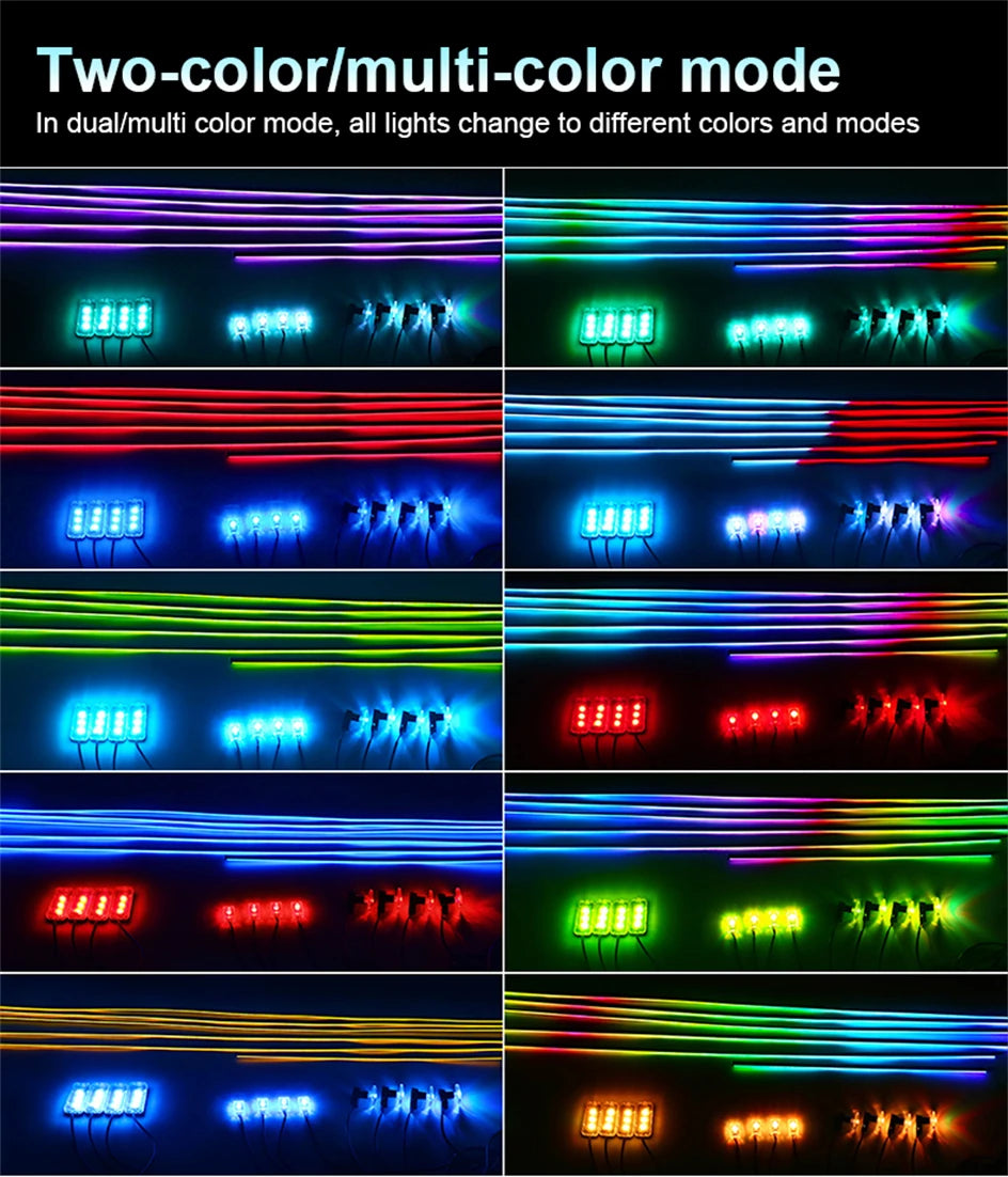 6/10/14/18 In 1 LED Dual Zone Symphony Streamer Car Ambient Light Interior RGB Neon Acrylic Strip Decoration Atmosphere Lamp 12V