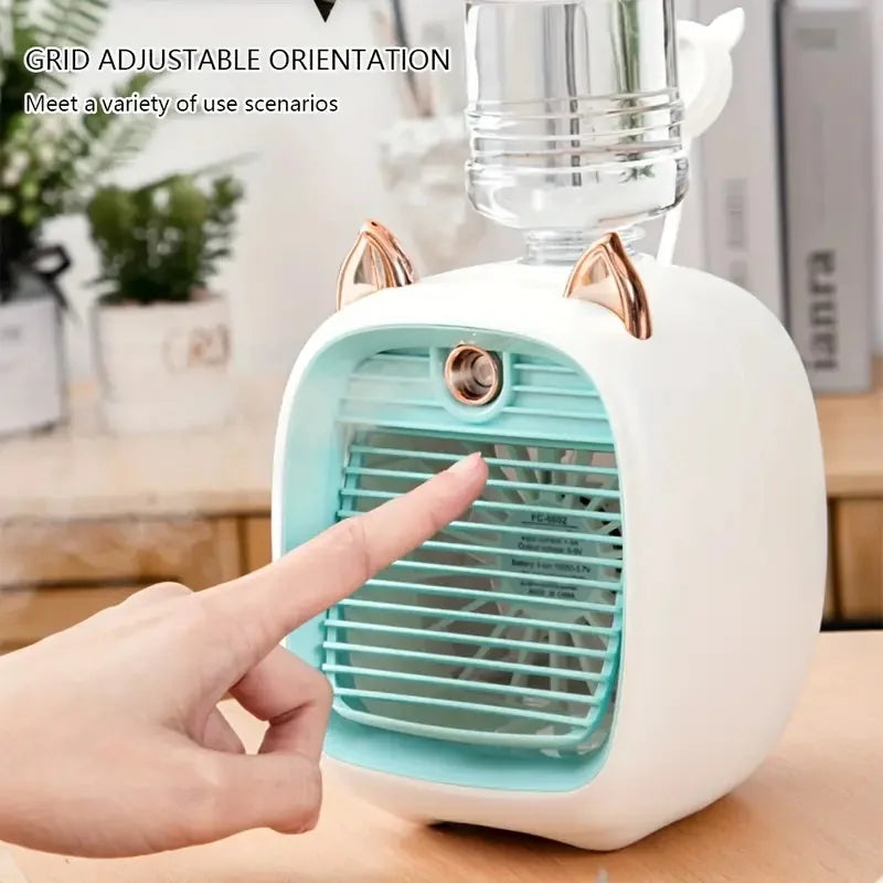 USB charging mini air conditioning fan electric fan desktop spray 1200mAh three gear air conditioning water-cooling fan