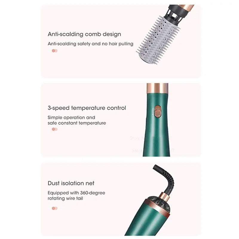 220V 3 in 1 Hair Styling Tools Curler Hairdryer Rotational Hair Curling Comb Professinal Hair Dryer Brush Salon Blow Dryer