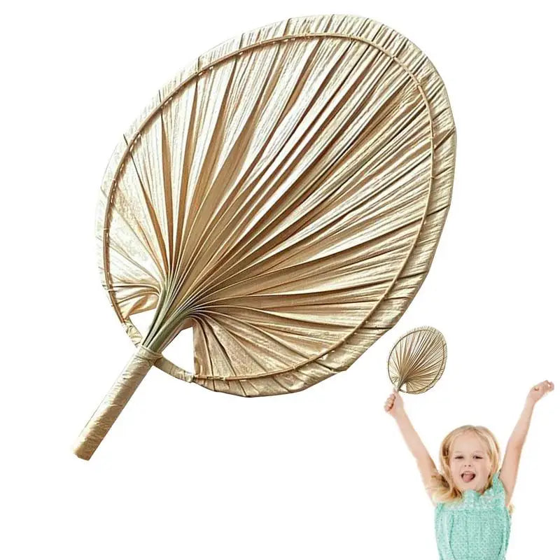 1pc Chinese Style Pure Hand Woven Craft Fan Summer Mosquito Repellent Fan Natural Palm Leaf Hand Shake Fan Home Decoration