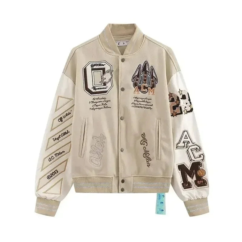 2024 American retro jacket Y2K high street hip-hop style letter embroidered baseball uniform loose oversized personalized jacket