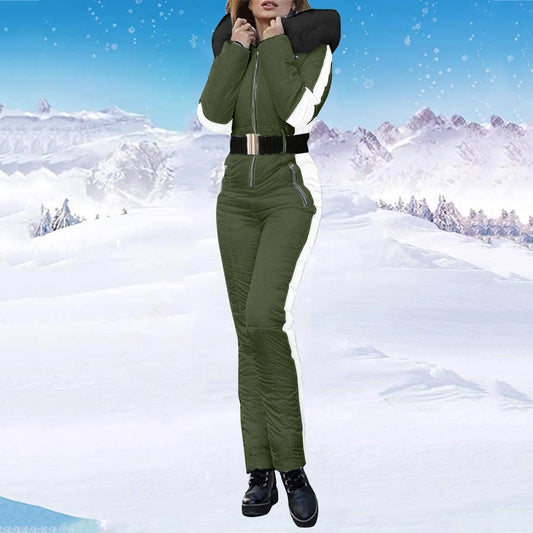Outdoor Ski Jumpsuit Thick Winter Warm Jumpsuit Woman'S Snowboard Skisuit Outdoor Sports Skiing Pant Set Zipper Ski Suit Clothes