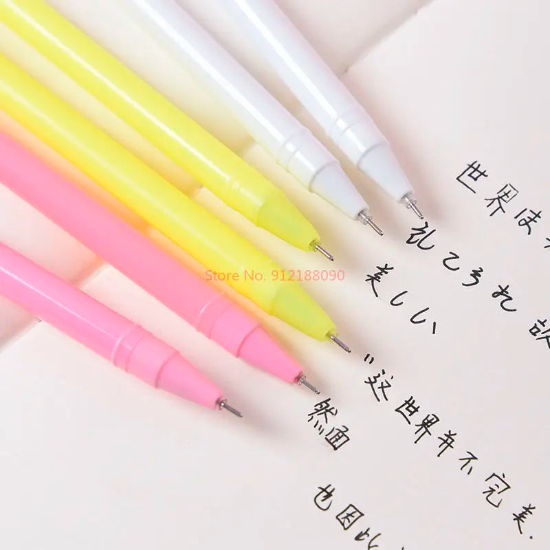 Wholesale 10/50/100pcs Kawaii Cartoon Gel Ink Pens Writing Pens 0.5mm Black Stationery For Office School Student Children Gift