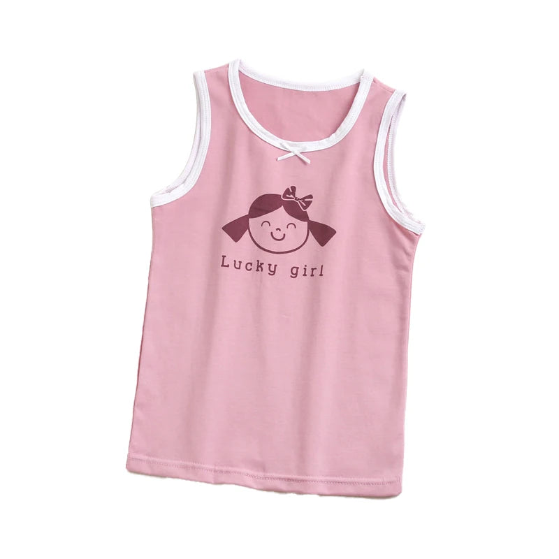 2024 Summer Girls tank top Children's Wear Pure Cotton Crewneck Vest Strappy Tops Briefs Boxer Shorts Kid 3-8 Years Old