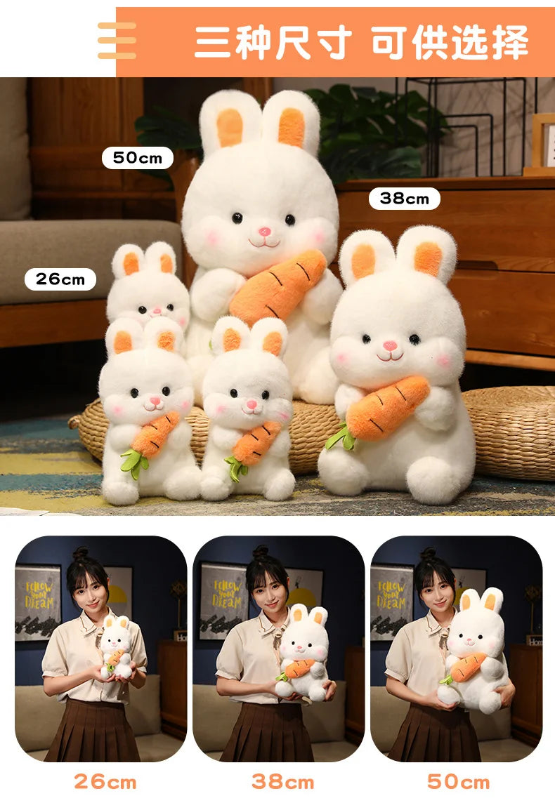 26-50cm Kawaii Carrot Rabbit Plush Toy Stuffed Creative Baby Cuddly Bunny Plushie Doll For Kids Girls Lovely Birthday Gift