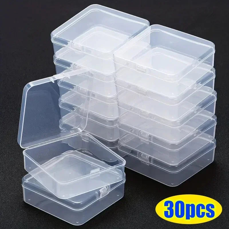 6/60PCS Mini Plastic Box Transparent Square Storage Container Case Portable Packaging Display Box Packaging for Jewelry Beads